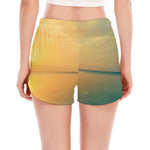 Sunrise Beach Print Women's Split Running Shorts