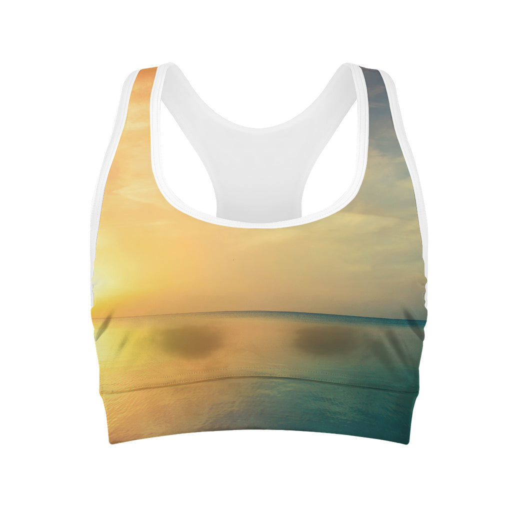 Sunrise Beach Print Women's Sports Bra