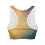 Sunrise Beach Print Women's Sports Bra