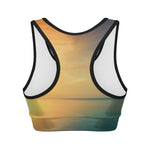 Sunrise Beach Print Women's Sports Bra
