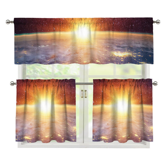 Sunrise Earth Print 3 Piece Kitchen Curtains