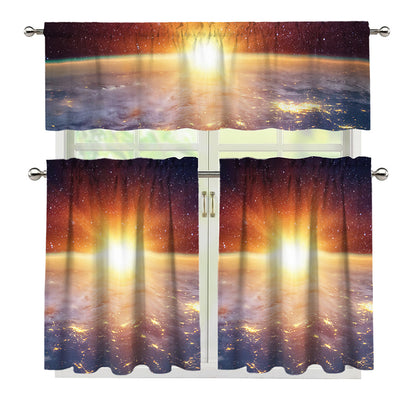 Sunrise Earth Print 3 Piece Kitchen Curtains