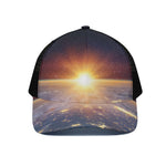 Sunrise Earth Print Black Mesh Trucker Cap