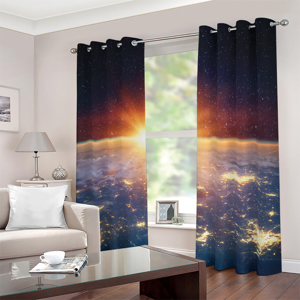 Sunrise Earth Print Blackout Grommet Curtains
