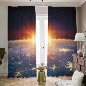 Sunrise Earth Print Blackout Pencil Pleat Curtains