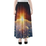 Sunrise Earth Print Chiffon Maxi Skirt