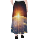 Sunrise Earth Print Chiffon Maxi Skirt