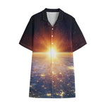Sunrise Earth Print Cotton Hawaiian Shirt