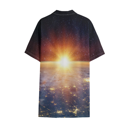 Sunrise Earth Print Cotton Hawaiian Shirt