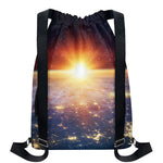 Sunrise Earth Print Drawstring Backpack