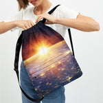 Sunrise Earth Print Drawstring Backpack