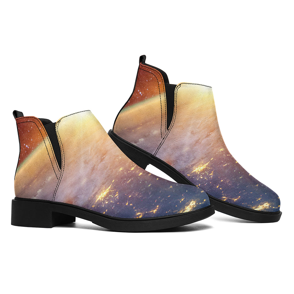 Sunrise Earth Print Flat Ankle Boots