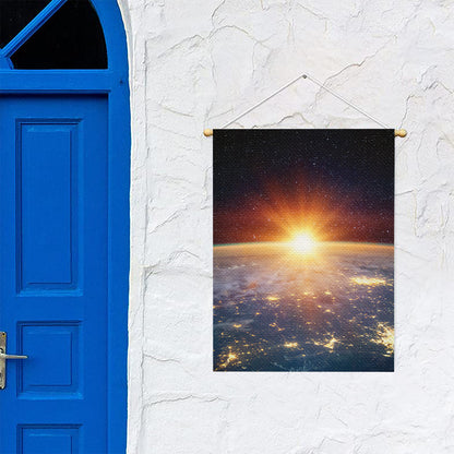 Sunrise Earth Print Garden Flag