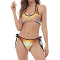 Sunrise Earth Print Halter Scoop Tie Side Bikini