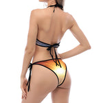 Sunrise Earth Print Halter Scoop Tie Side Bikini