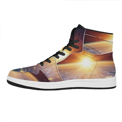 Sunrise Earth Print High Top Leather Sneakers