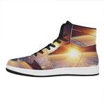 Sunrise Earth Print High Top Leather Sneakers