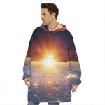 Sunrise Earth Print Hoodie Blanket