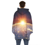 Sunrise Earth Print Hoodie Blanket