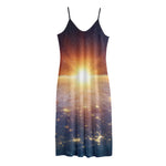 Sunrise Earth Print Jersey Midi Cami Dress