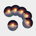 Sunrise Earth Print Leather Coaster Set