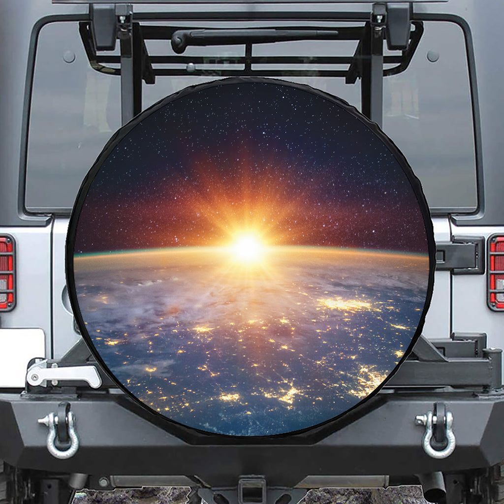 Sunrise Earth Print Leather Spare Tire Cover