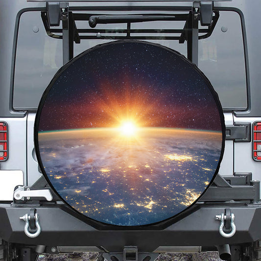 Sunrise Earth Print Leather Spare Tire Cover