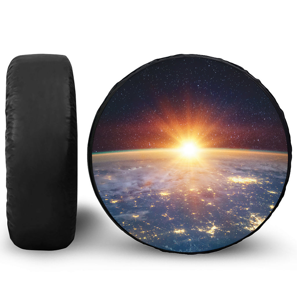 Sunrise Earth Print Leather Spare Tire Cover