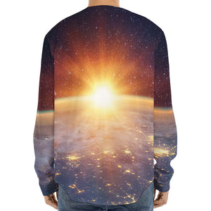 Sunrise Earth Print Long Sleeve Baseball Jersey