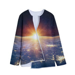 Sunrise Earth Print Long Sleeve Short Coat