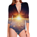 Sunrise Earth Print Long Sleeve Swimsuit