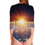 Sunrise Earth Print Long Sleeve Swimsuit