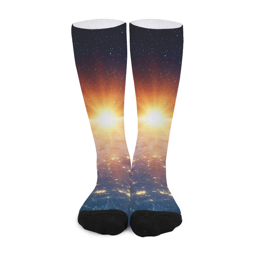 Sunrise Earth Print Long Socks