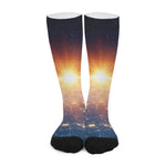 Sunrise Earth Print Long Socks