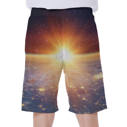 Sunrise Earth Print Men's Beach Shorts