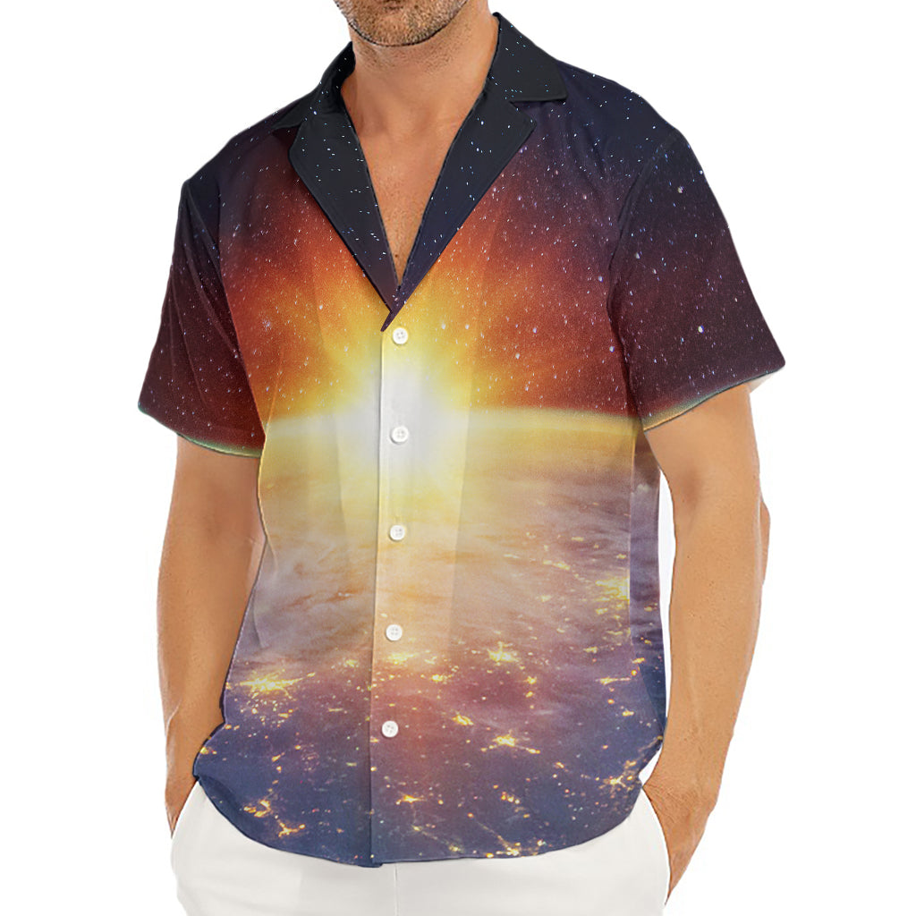 Sunrise Earth Print Men's Deep V-Neck Shirt