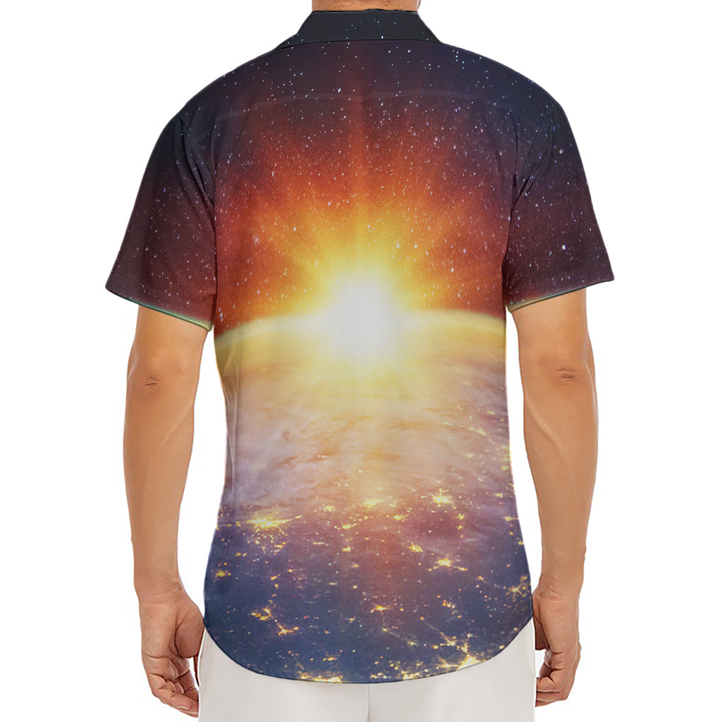 Sunrise Earth Print Men's Deep V-Neck Shirt