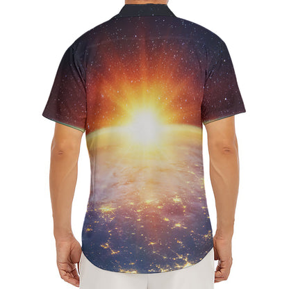 Sunrise Earth Print Men's Deep V-Neck Shirt