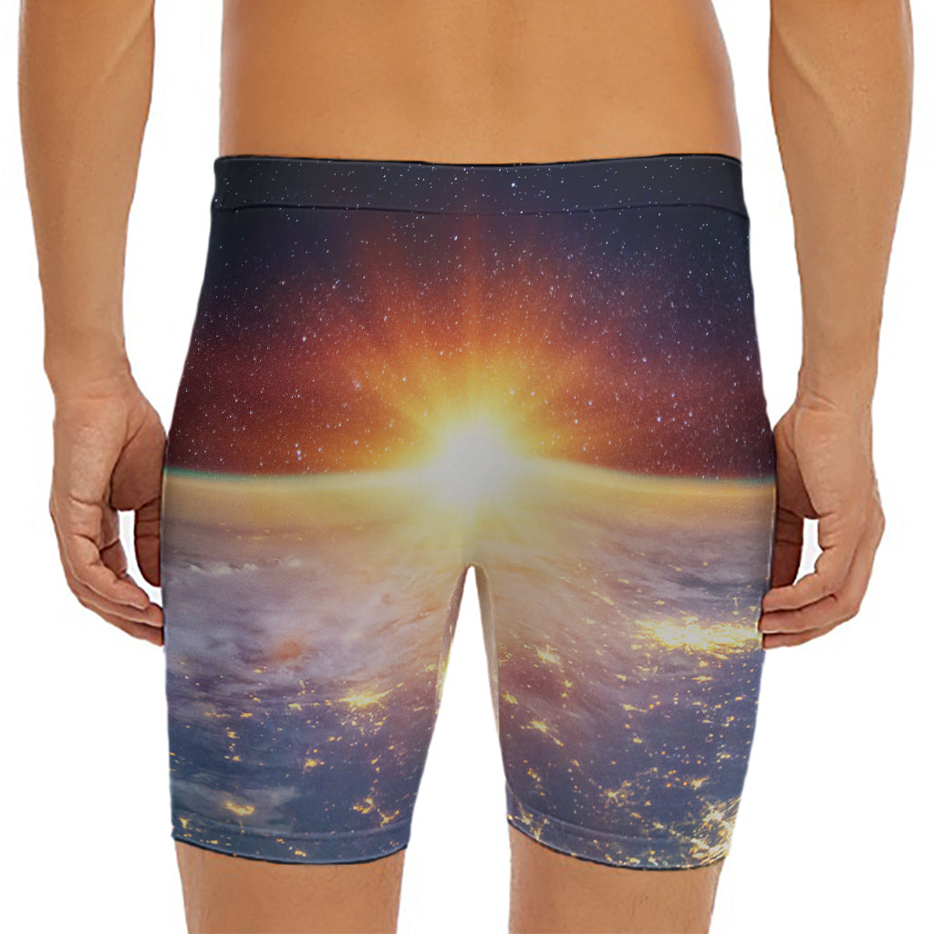 Sunrise Earth Print Men's Long Boxer Briefs