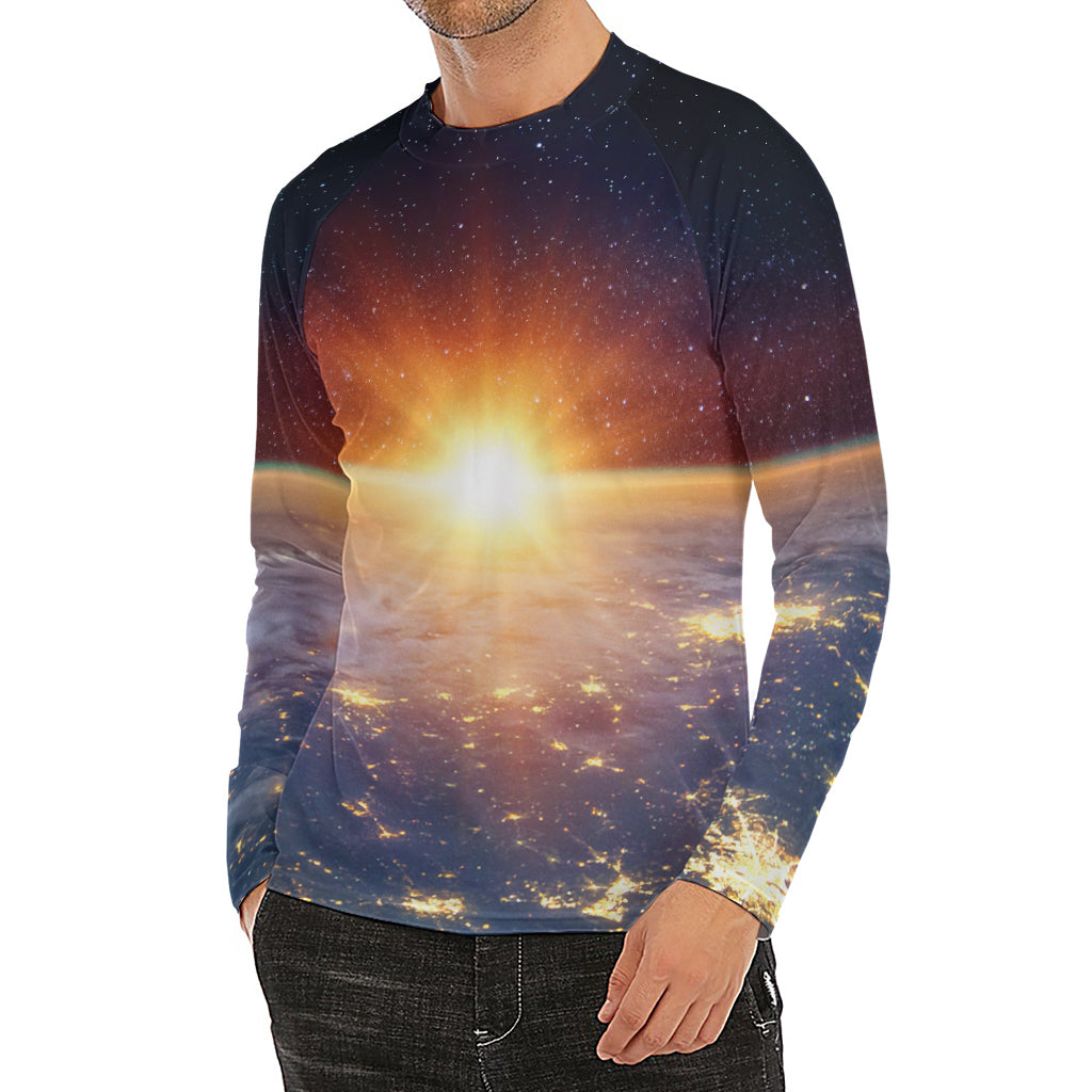 Sunrise Earth Print Men's Long Sleeve Rash Guard