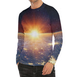 Sunrise Earth Print Men's Long Sleeve Rash Guard