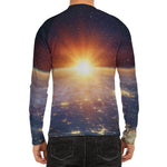 Sunrise Earth Print Men's Long Sleeve Rash Guard