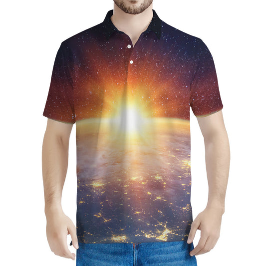 Sunrise Earth Print Men's Polo Shirt