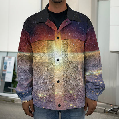 Sunrise Earth Print Men's Shirt Jacket
