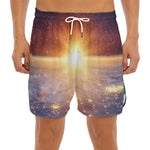 Sunrise Earth Print Men's Split Running Shorts