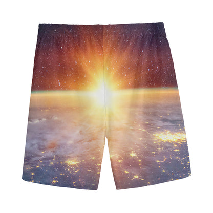 Sunrise Earth Print Men's Sports Shorts