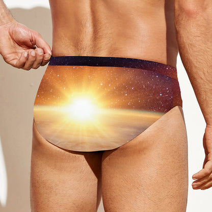 Sunrise Earth Print Men's Swim Briefs