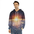 Sunrise Earth Print Men's Velvet Pullover Hoodie