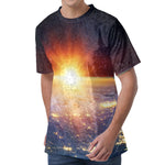 Sunrise Earth Print Men's Velvet T-Shirt