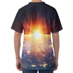 Sunrise Earth Print Men's Velvet T-Shirt